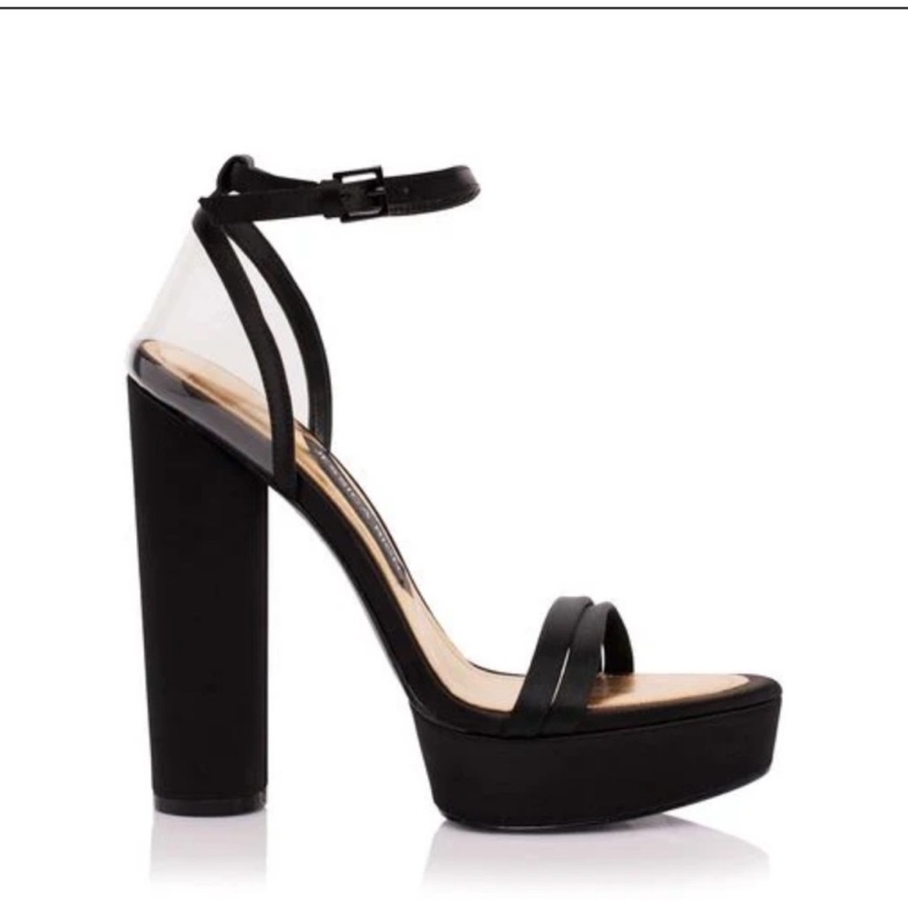 JESSICA RICH Black Satin Platform Heels